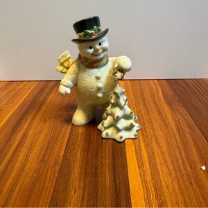 Lenox “Snowy Finishing Touch” Snowman Figurine – Ivory China with 24K Gold